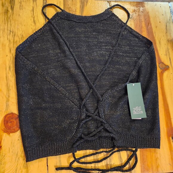 Wild Fable Womens Size Small Open Back High Neck Sweater Tank Black - Picture 5 of 7